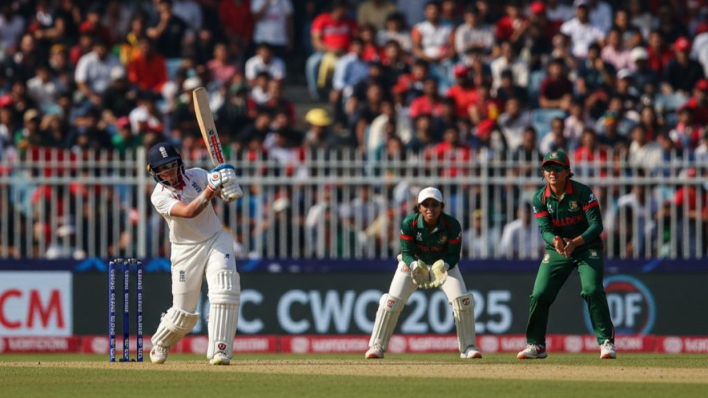 England Women vs Bangladesh Women cricket match at ICC World Cup 2025 in Guwahati.